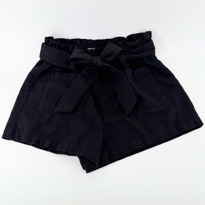 LC Lauren Conrad Black Smocked Paperbag Waist Belted Shorts Size M